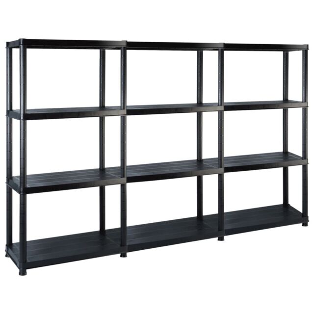 Berkfield Home Storage Shelf 4-Tier Black 183x30.5x130 cm Plastic - image 1