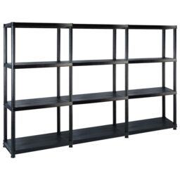 Berkfield Home Storage Shelf 4-Tier Black 183x30.5x130 cm Plastic - thumbnail 1