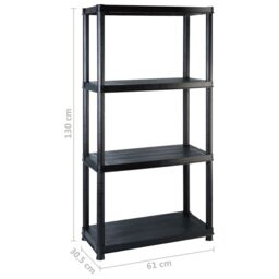 Berkfield Home Storage Shelf 4-Tier Black 183x30.5x130 cm Plastic - thumbnail 7