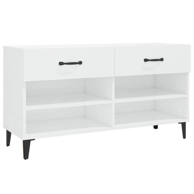Berkfield Home Shoe Cabinet High Gloss White 102x35x55 cm Engineered Wood - Size: 102 x 35 x 55 cm - image 1