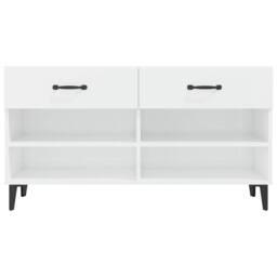 Berkfield Home Shoe Cabinet High Gloss White 102x35x55 cm Engineered Wood - Size: 102 x 35 x 55 cm - thumbnail 6