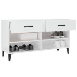 Berkfield Home Shoe Cabinet High Gloss White 102x35x55 cm Engineered Wood - Size: 102 x 35 x 55 cm - thumbnail 5