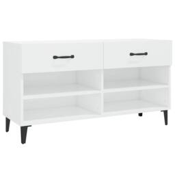 Berkfield Home Shoe Cabinet High Gloss White 102x35x55 cm Engineered Wood - Size: 102 x 35 x 55 cm
