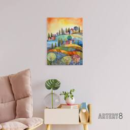 "Artery8 Italian Countryside Landscape Canvas Wall Art Print - Size: W24"" x H32""" - thumbnail 3
