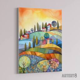 "Artery8 Italian Countryside Landscape Canvas Wall Art Print - Size: W24"" x H32""" - thumbnail 2