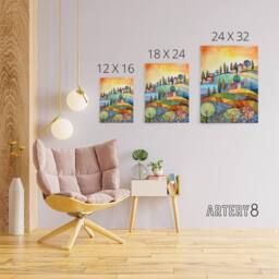 "Artery8 Italian Countryside Landscape Canvas Wall Art Print - Size: W24"" x H32""" - thumbnail 4