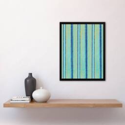 Artery8 Furuya Korin Framed Wall Art Print Blue Stripes Vintage Pattern - Size: A4 - thumbnail 2