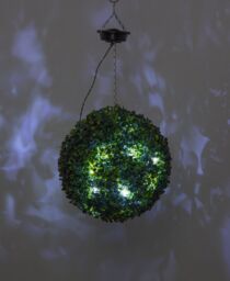 Primrose Pair of 28cm Solar Powered LED Artificial Topiary Ball 'The Little Buxus Ball' in Green - thumbnail 4
