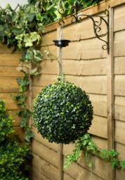 Primrose Pair of 28cm Solar Powered LED Artificial Topiary Ball 'The Little Buxus Ball' in Green - thumbnail 6