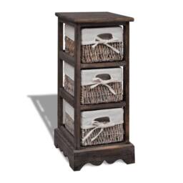Berkfield Home Wooden Storage Rack 3 Weaving Baskets Brown - thumbnail 2