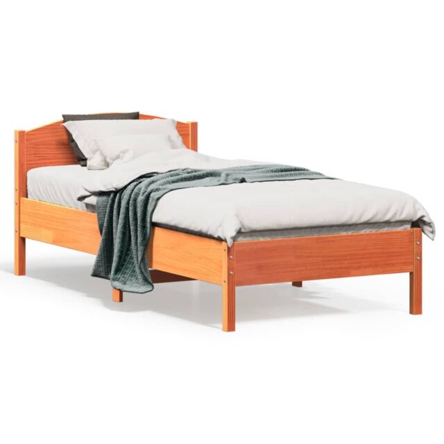 Berkfield Home Bed Frame without Mattress Wax Brown 75x190 cm Small Single Solid Wood Pine - image 1