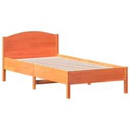 Berkfield Home Bed Frame without Mattress Wax Brown 75x190 cm Small Single Solid Wood Pine - thumbnail 2