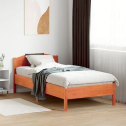 Berkfield Home Bed Frame without Mattress Wax Brown 75x190 cm Small Single Solid Wood Pine - thumbnail 3