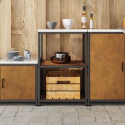 Berkfield Home Kitchen Storage Shelf with Storage Rusty Weathering steel in Brown - thumbnail 4