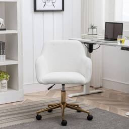 Direct Wicker Teddy Fabric Material Adjustable Height Swivel Home Office Chair in White - Size: 1 Pack - thumbnail 8