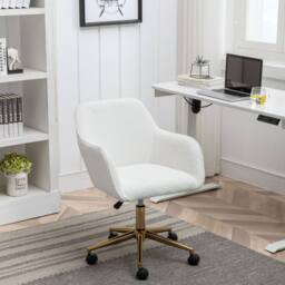 Direct Wicker Teddy Fabric Material Adjustable Height Swivel Home Office Chair in White - Size: 1 Pack - thumbnail 1