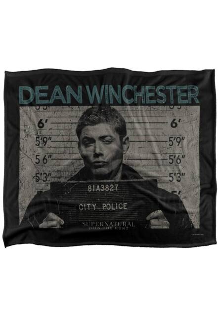 Warner Brothers Supernatural Dean Mug Shot Silky Touch Super Soft Throw Blanket in White - image 1