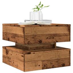 Berkfield Home Coffee Table with LED Lights Old Wood 50x50x40 cm in Brown - Size: 50 x 50 x 40 cm - thumbnail 6