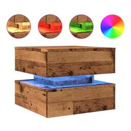 Berkfield Home Coffee Table with LED Lights Old Wood 50x50x40 cm in Brown - Size: 50 x 50 x 40 cm - thumbnail 1
