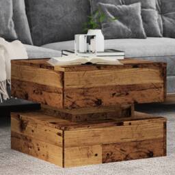 Berkfield Home Coffee Table with LED Lights Old Wood 50x50x40 cm in Brown - Size: 50 x 50 x 40 cm - thumbnail 2