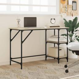 Berkfield Home Desk Sonoma Oak 120x50x75 cm Metal & Engineered Wood in Light Tan - Size: 120 x 50 x 75 cm - thumbnail 3