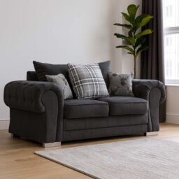 Furnishings For Less UK Milan Fabric Sofa Suite 3 & 2 Seater Sofa Set Scatter Back in Black - thumbnail 5