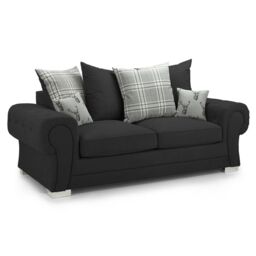 Furnishings For Less UK Milan Fabric Sofa Suite 3 & 2 Seater Sofa Set Scatter Back in Black - thumbnail 2