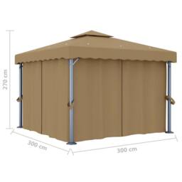 Berkfield Home Gazebo with Curtain 3x3 m Taupe Aluminium in Beige - thumbnail 6