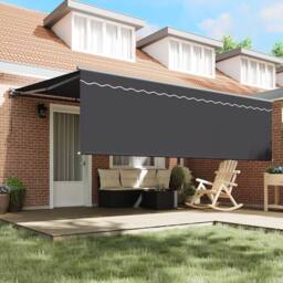 Berkfield Home Retractable Awning Manual Anthracite Gray 450 x 300 cm - thumbnail 3