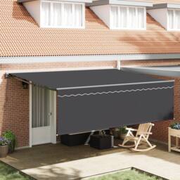 Berkfield Home Retractable Awning Manual Anthracite Gray 450 x 300 cm - thumbnail 1