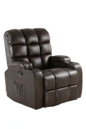 More4Homes Regal Bonded Leather Recliner Rocking Swivel Heat & Massage Chair in Brown - thumbnail 2