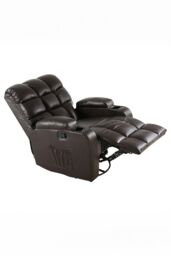 More4Homes Regal Bonded Leather Recliner Rocking Swivel Heat & Massage Chair in Brown - thumbnail 4