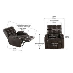More4Homes Regal Bonded Leather Recliner Rocking Swivel Heat & Massage Chair in Brown - thumbnail 7