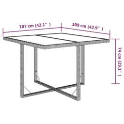 Berkfield Home Garden Table Beige 109x107x74 cm Poly Rattan & Glass - Size: 109 x 107 x 74 cm - thumbnail 7
