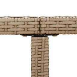 Berkfield Home Garden Table Beige 109x107x74 cm Poly Rattan & Glass - Size: 109 x 107 x 74 cm - thumbnail 6