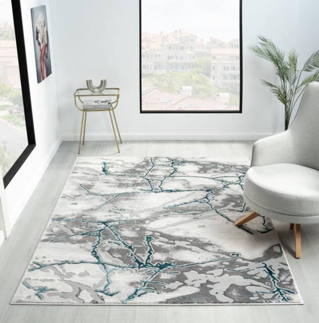 DS Living Carrara Cream-Teal Rug Collection in Cream - Size: 80 cm x 150 cm - image 1