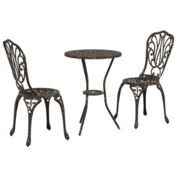Berkfield Home 3-Piece Garden Bistro Set - Bronze Cast Aluminum - thumbnail 2
