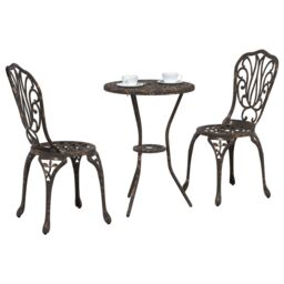 Berkfield Home 3-Piece Garden Bistro Set - Bronze Cast Aluminum - thumbnail 3