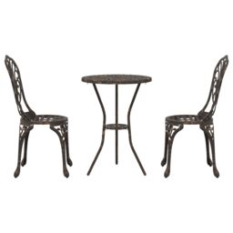 Berkfield Home 3-Piece Garden Bistro Set - Bronze Cast Aluminum - thumbnail 6