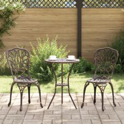 Berkfield Home 3-Piece Garden Bistro Set - Bronze Cast Aluminum - thumbnail 1