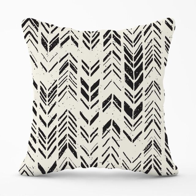 Warren Reed - Designer Hand Drawn Chevron Pattern Outdoor Cushion in Black - Size: 45 cm x 45 cm - image 1