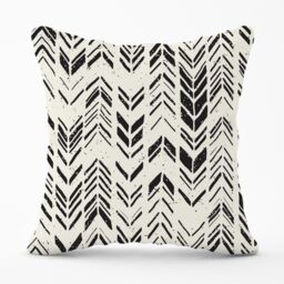 Warren Reed - Designer Hand Drawn Chevron Pattern Outdoor Cushion in Black - Size: 45 cm x 45 cm - thumbnail 1