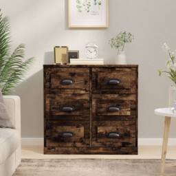 Berkfield Home Sideboard Smoked Oak 70x35.5x67.5 cm Engineered Wood in Brown - thumbnail 2