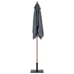 Wyld and Coco 244 cm Garden Parasol - Grey Polyester Canopy Birch Wood Pole - thumbnail 6