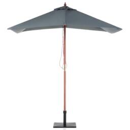 Wyld and Coco 244 cm Garden Parasol - Grey Polyester Canopy Birch Wood Pole - thumbnail 5