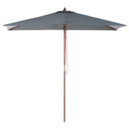 Wyld and Coco 244 cm Garden Parasol - Grey Polyester Canopy Birch Wood Pole - thumbnail 2