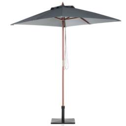 Wyld and Coco 244 cm Garden Parasol - Grey Polyester Canopy Birch Wood Pole - thumbnail 7
