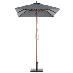 Wyld and Coco 244 cm Garden Parasol - Grey Polyester Canopy Birch Wood Pole - thumbnail 4