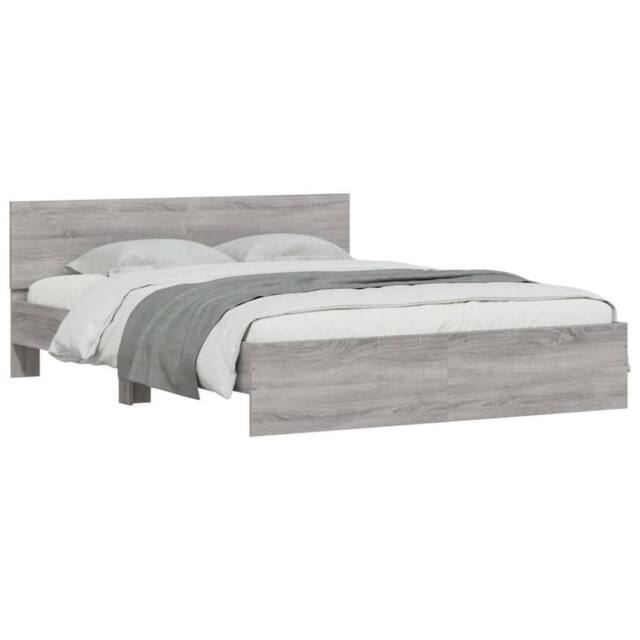 Berkfield Home Durable Bed Frame with LED without Mattress Grey Sonoma 160x200 cm - image 1