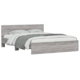 Berkfield Home Durable Bed Frame with LED without Mattress Grey Sonoma 160x200 cm - thumbnail 1